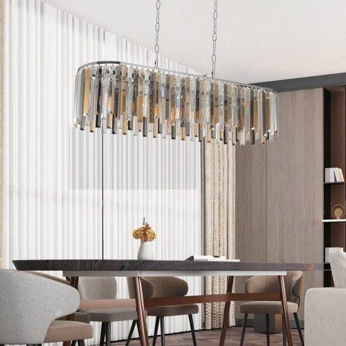 Modern Oval Crystal Chandelier Luxury Home Decor Fixtures - No Bulbs Unavailable Platform