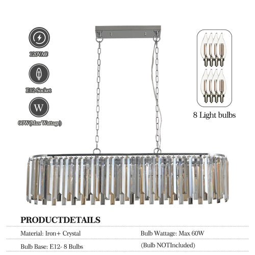 Modern Oval Crystal Chandelier Luxury Home Decor Fixtures - No Bulbs Unavailable Platform