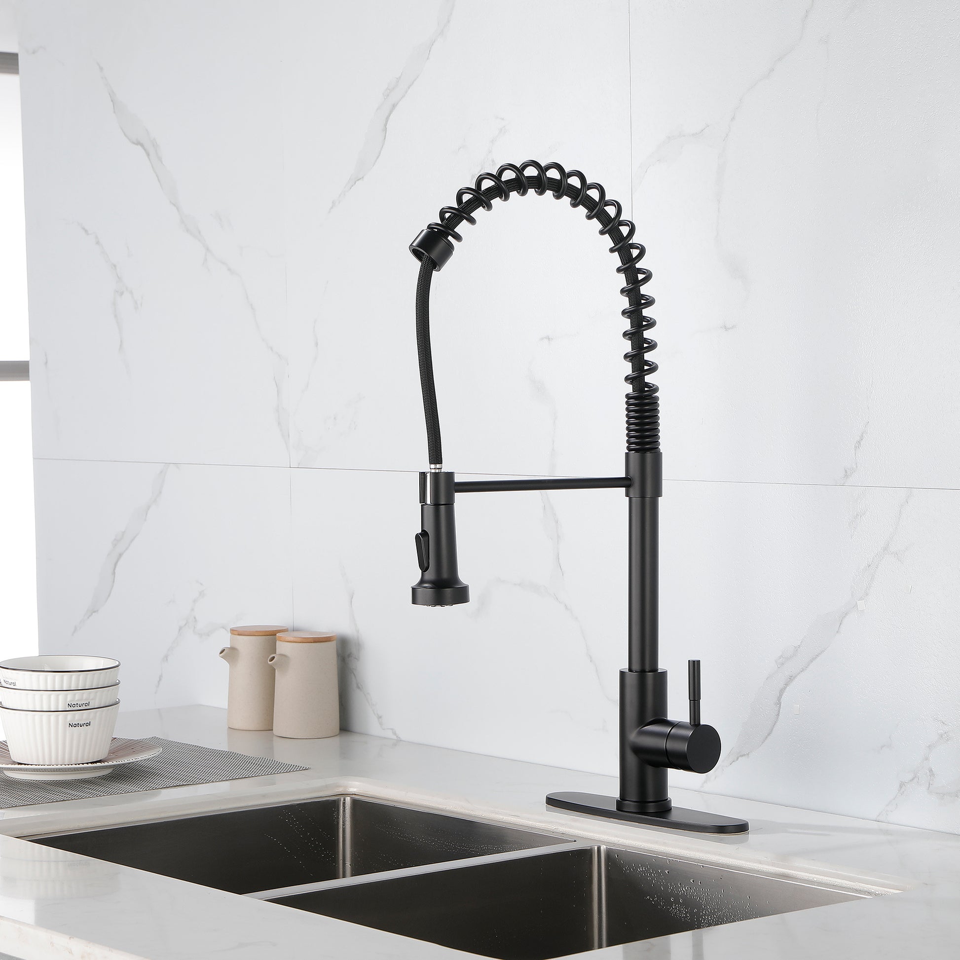 Solid Brass Single Handle Single Rod Downward Spring Kitchen Sink Faucet