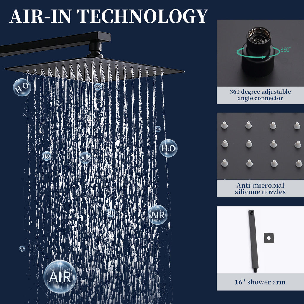 Shower System Shower Faucet Combo Set Wall Mounted With 10  Rainfall Shower Head And Handheld Shower Faucet  Matte Black Finish With Brass Valve Rough In